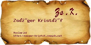 Zséger Kristóf névjegykártya